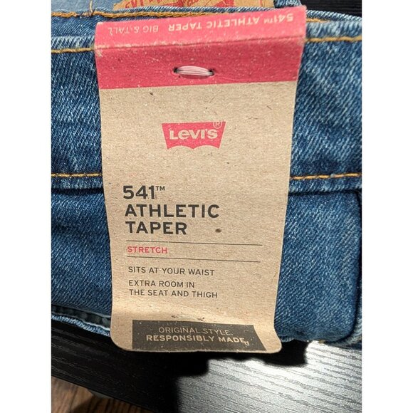 Levis 541 Big & Tall Athletic Taper Stretch Jeans Mens 50X32 Medium Wash Denim - Picture 4 of 6